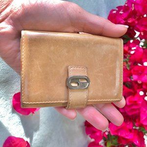 Gucci Wallet Coin Purse  burnished tan leather small AUTHENTIC